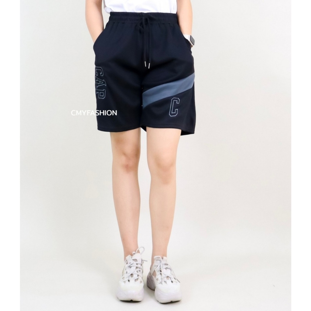 กางเกงขาสั้น 5ส่วน ดีเทลปักลาย สกรีนลายตัวอักษร ผ้าเกาหลี ทรงสปอร์ต p5961# p5962#