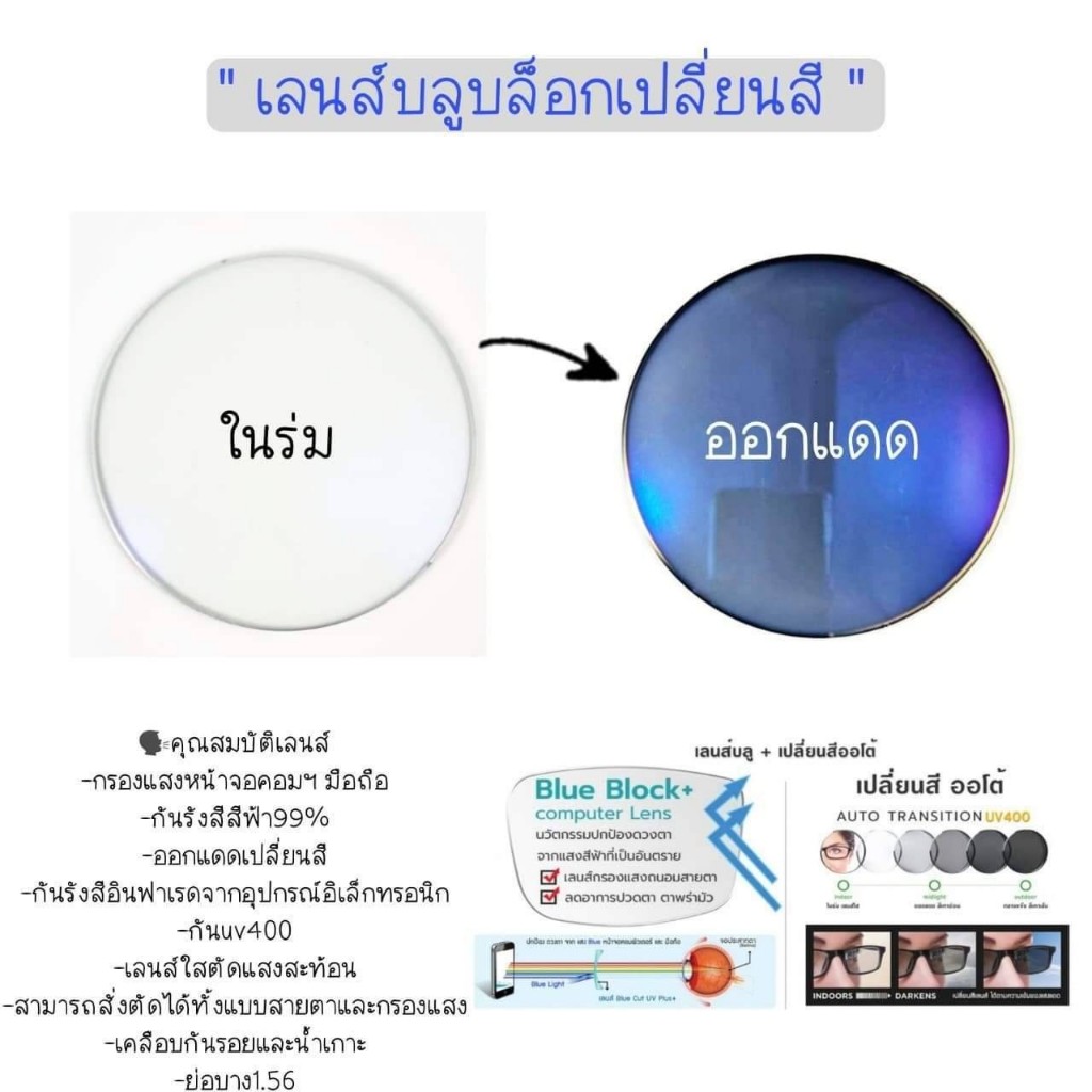 แว่นสายตา แว่นกรองแสง สสไตล์เกาหลี สั่งตัดค่าสายตาได้ค่ะ สำหรับผู้หญิง (รุ่น 72618) - รูปที่ 3