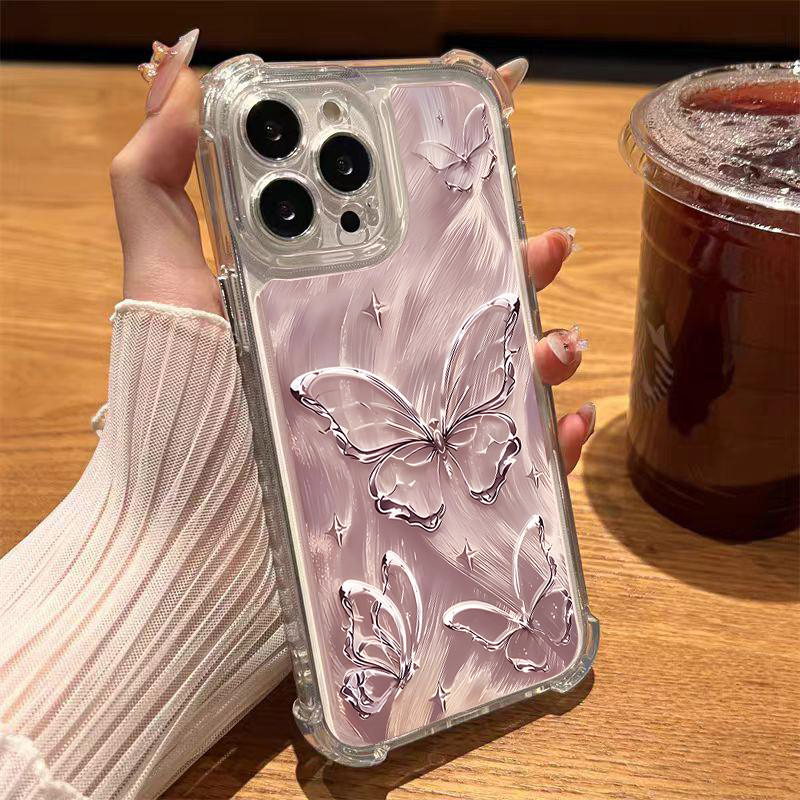 CASE 11/12/13 Pro Max 8/7 Plus X/XR XS MAX 14 15PLUS นิ่มกันกระแทกเคสโทรศัพท์ สำหรับรุ่น เคสสำหรับผีเสื้อทอง