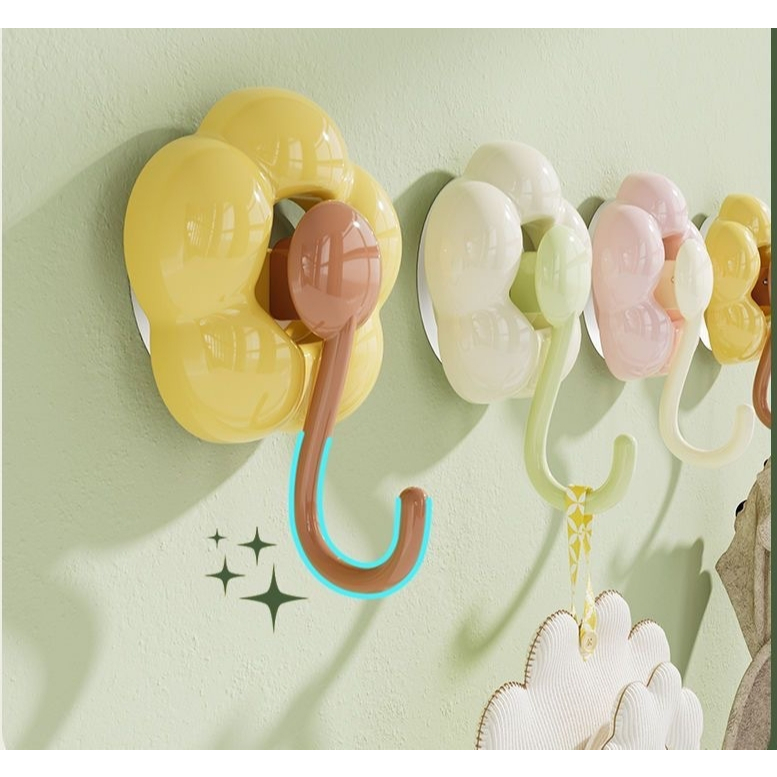 home_sick ตะขอแขวนสูญญากาศ 3 สี ราคาต่อ1 ชิ้น ตะขอพลาสติก ตะขอดอกไม้ 1116
