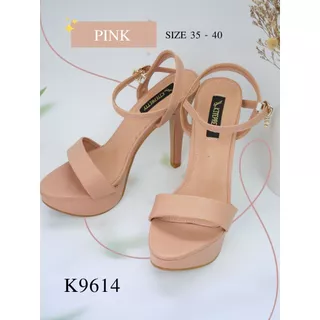 K9614 รองเท้าส้นสูง หนัง PU หนังนิ่ม ส้นแหลมสูง 5 นิ้ว เสริมหน้า 1 นิ้ว