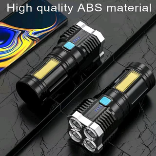 ไฟฉาย LED ชาร์จ USB ได้ไฟยุทธวิธีลูเมนสูงพร้อมด้วย COB LED 4X ไฟฉายสว่างที่สุดแบบมือถือไฟฉายพกพาสำหรับโคมไฟฉุกเฉิน