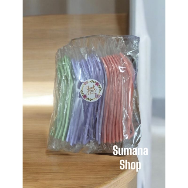 ช้อนพลาสติกตักขนมหวาน ตักไอศกรีม ตักเค้ก ซีลแยกทุกชิ้น จัดส่งคละสี 50 ชิ้น