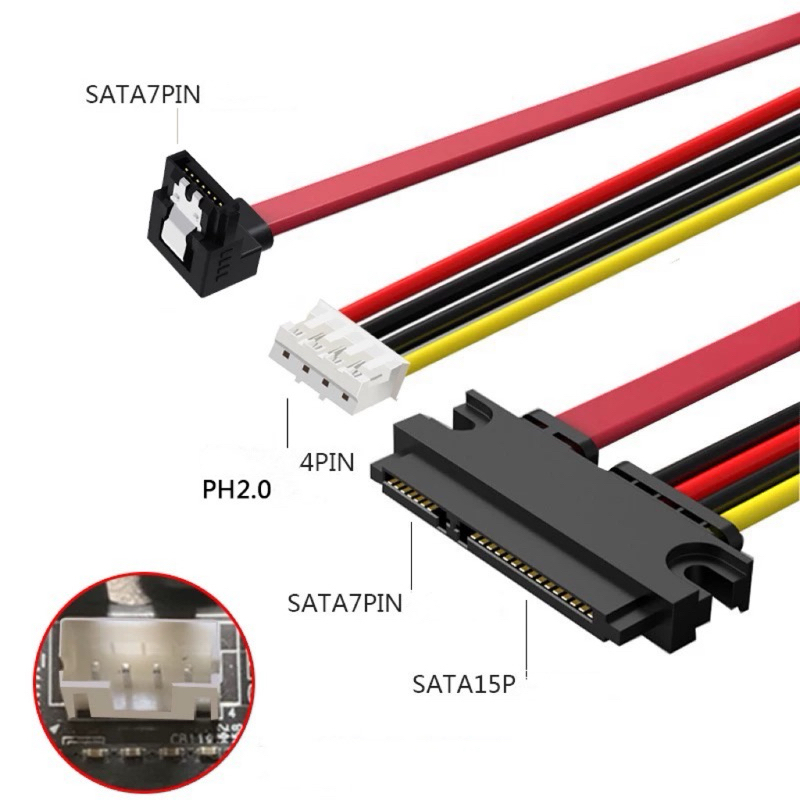 15+7 Pin Power/7+4 Pin  Power SATA Data Hard Cable PH2.0