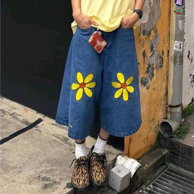 กางเกงผู้ชาย flower jorts ขา 5 ส่วน