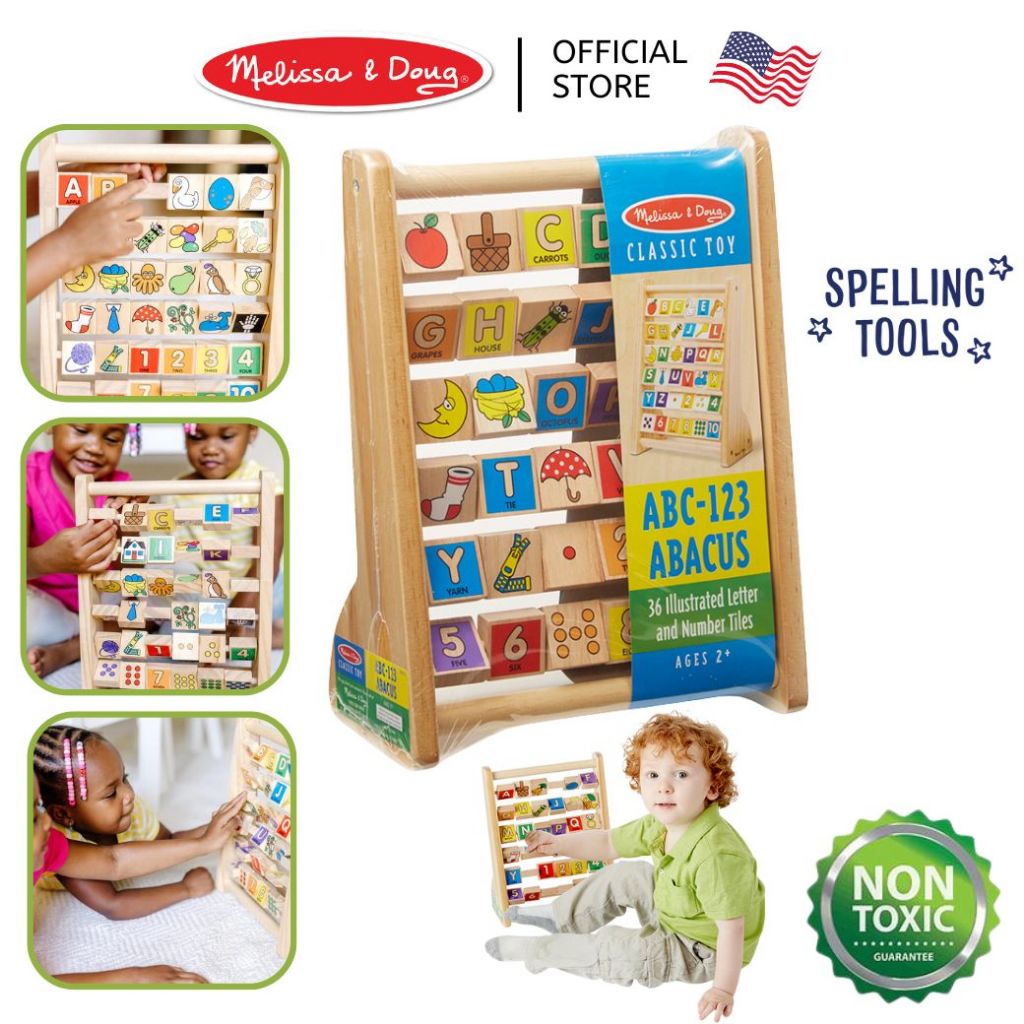 (ของแท้ USA) ลูกคิดไม้ ฝึกนับเลข ตัวอักษร Melissa & Doug ABC-123 Abacus ของเล่นไม้ เสริมทักษะ 9273