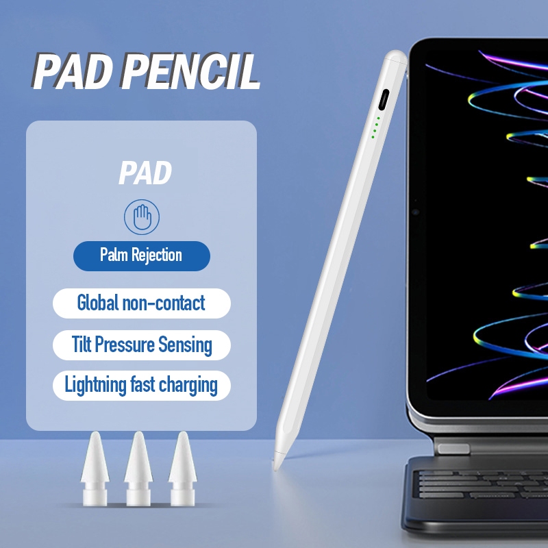ฟรี 3 หัว ปากกาไอแพด สำหรับ Pad Gen10 Gen9 Gen8 7 6 Air5 รุ่น สัมผัสหน้าจอ เอียงฝ่ามือปฏิเสธ สําหรับ ปลายปากกาอัจฉริยะ