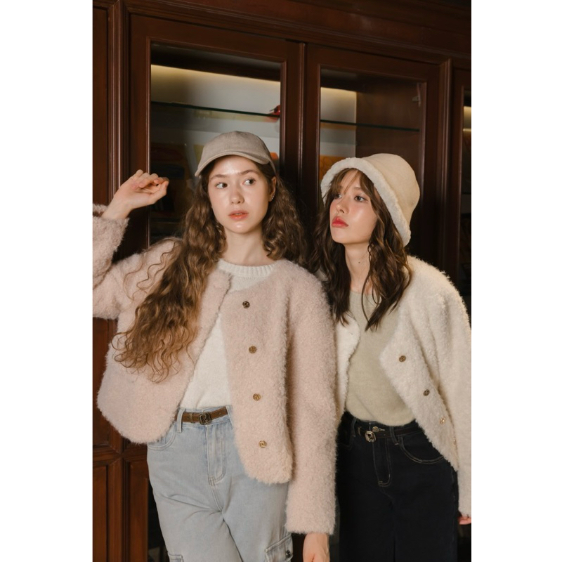 DEAN (WHITE/PINK) JACKET OVERSIZE (WHITE IN STOCK )