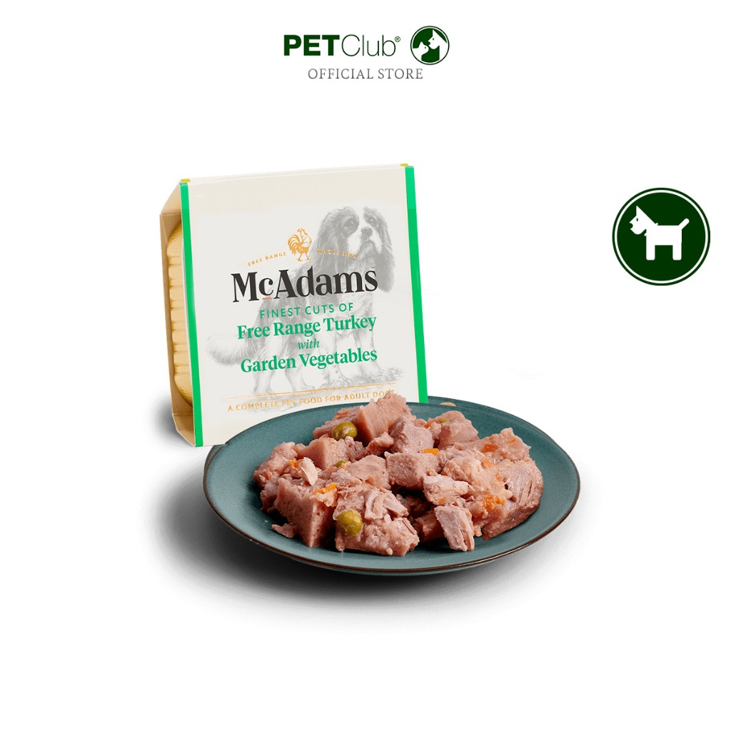 [PETClub] McAdams Wet Dog Turkey with Garden Vegetables - อาหารเปียกสุนัข สูตรไก่งวงกับผักจากสวน 150g.
