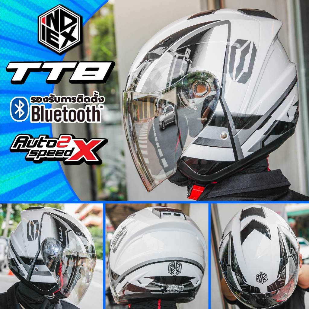 หมวกกันน็อค INDEX TITAN8 BT รองรับติดตั้งบลูทูธ ล็อตใหม่ล่าสุด