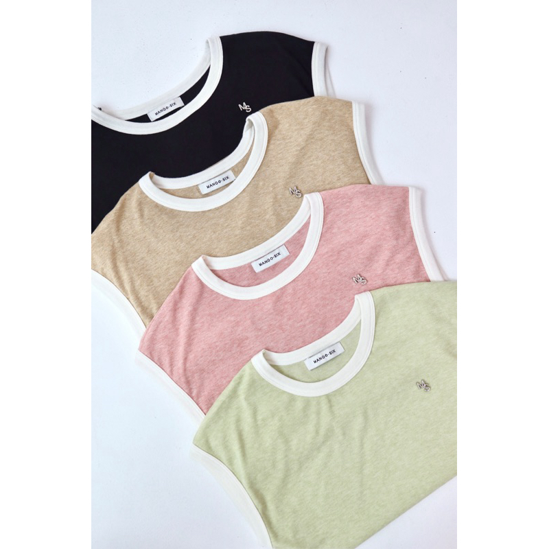 เสื้อปาดแขน ผ้ายืด ผ้านิ่มใส่สบาย ปักMS(A91)