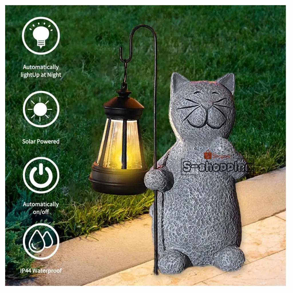 SZ-MINI แมว ไฟเหลือง โคมไฟ พลังงานแสงอาทิตย์โซล่าเซลล์   1 LED สำหรับตกแต่ง