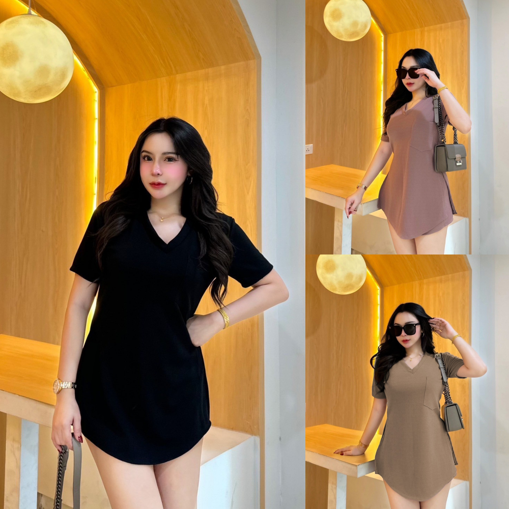 สินค้าพร้อมส่ง ชุดเซตสั้นผ้าวูลเวฟ เสื้อทรงยาวคอวีกระเป๋าหน้าผ่าข้าง+กางเกง A4778