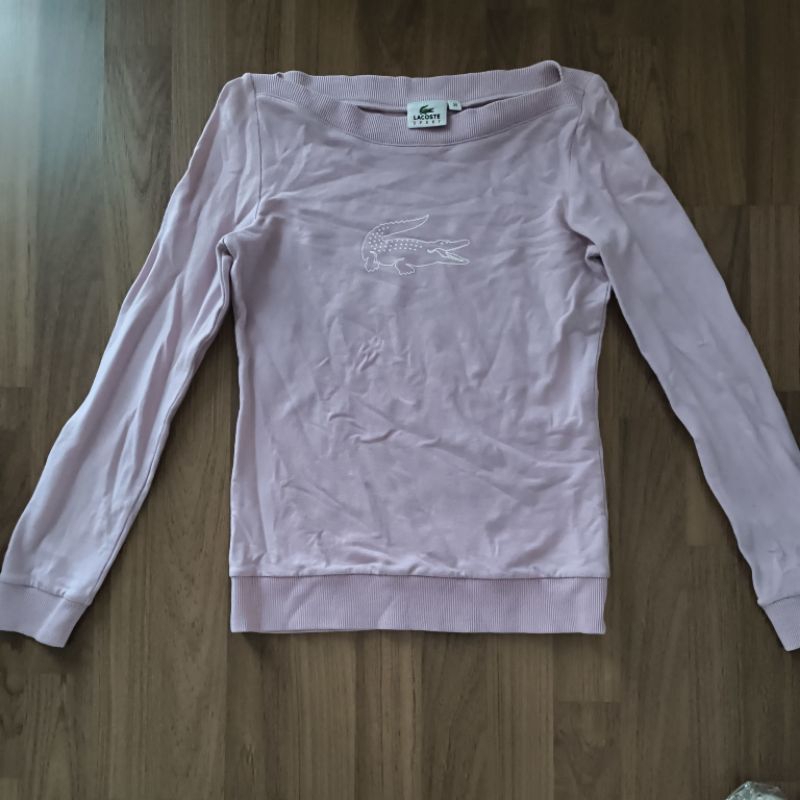 เสื้อแขนยาว แบรน Lacoste ของแท้100% สีม่วงพลาสเทล sz.sm