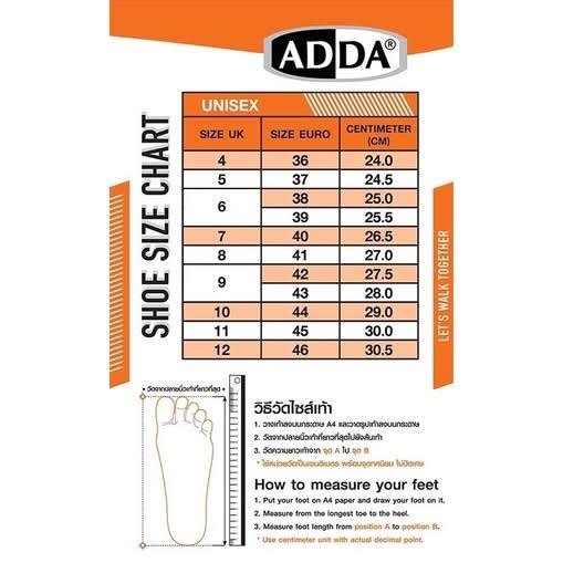 N รองเท้าแตะ ADDA รุ่น 72F03 ไซส์ 39-43 ลดจากราคาป้าย 325  สี น้ำตาล ดำ เทา ครีม