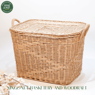 🧺ตะกร้าหวายใส่ผ้ามีฝาปิดทรงสี่เหลี่ยม งานสานละเอียดเกรดAแข็ง…