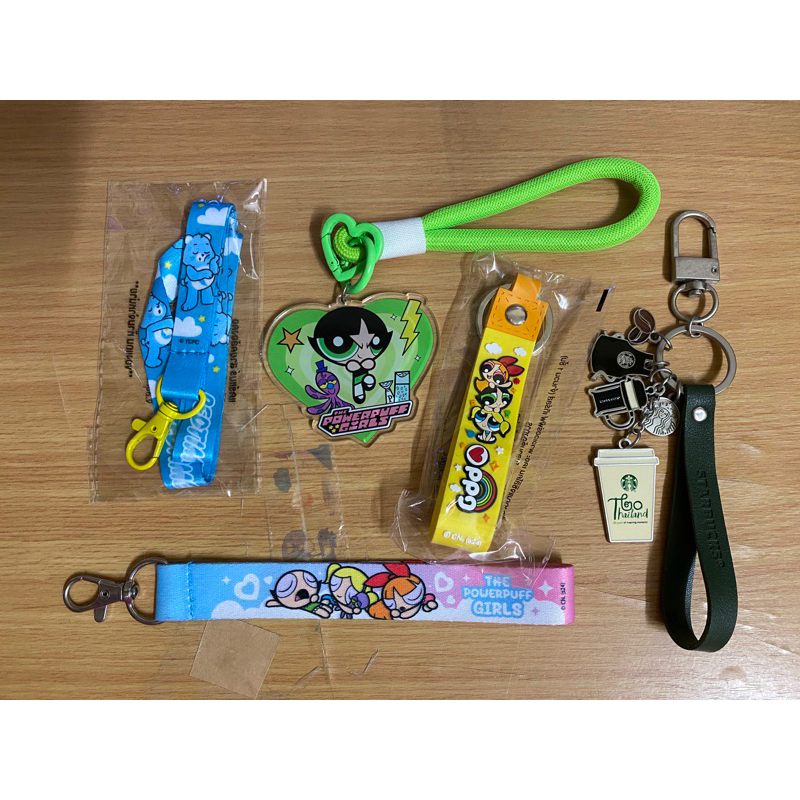 (ของมาเพิ่ม✨) พวงกุญแจ/สายคล้องคอ carebear, PPG, starbucks
