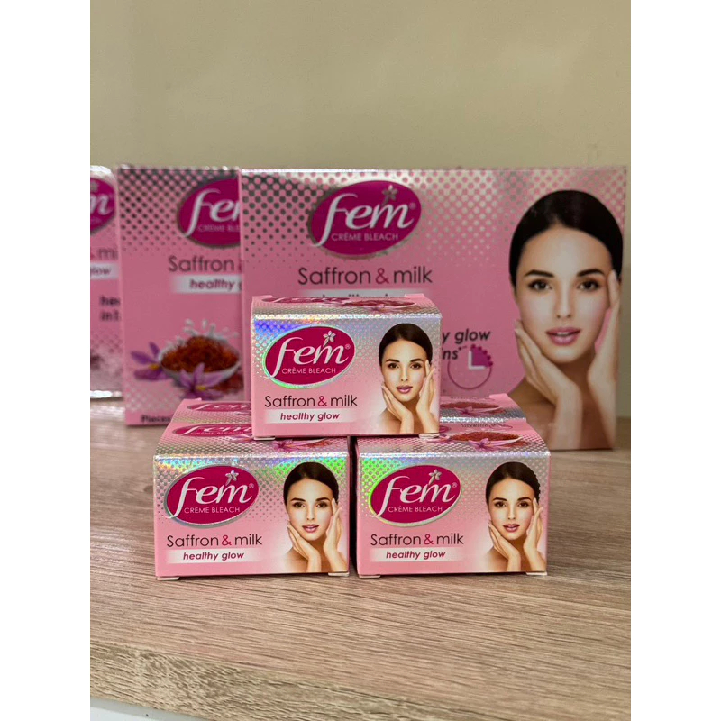 ขนาดใหญ่ 40g (ซื้อในไลฟ์ 34 บาท) Fem ครีมย้อมคิ้ว สีคิ้ว ย้อมหนวด Fairness Naturals Saffron Skin Bleach อ่อนโยน