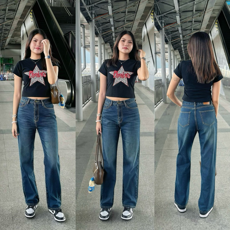 ยีนส์ Sheer | A01.1 Classy Jeans กางเกงยีนส์ทรงกระบอกกลาง สีเข้ม