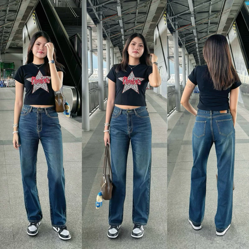 ยีนส์ Sheer | A01.1 Classy Jeans กางเกงยีนส์ทรงกระบอกกลาง สีเข้ม