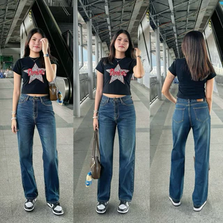 ยีนส์ Sheer | A01.1 Classy Jeans กางเกงยีนส์ทรงกระบอกกลาง สีเข้ม