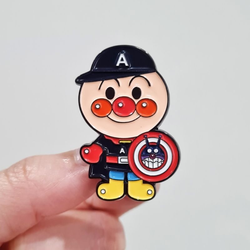 Pin / Brooch / Badge พิน เข็มกลัดแบบหมุด เข็มกลัดโลหะ อันปังแมน Anpan Man x Captain America