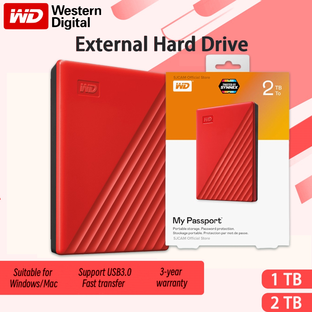 WD รุ่นใหม่ external harddisk 2TB/1TB External HDD My Passport 2TB USB3.0 ของแท้ประกันศูนย์ไทย 3ปี