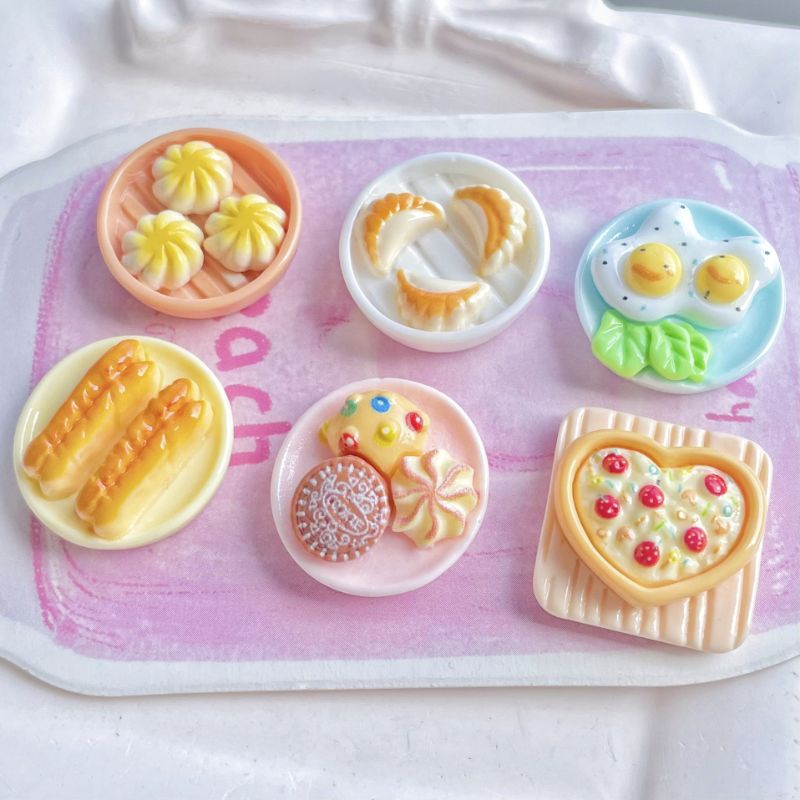 เรซิ่นdiy/จิบบิท ขนม อาหาร จำนวน 6 ชิ้น(สามารถเลือกเป็นเรซิ่นหรือจิบบิทได้)