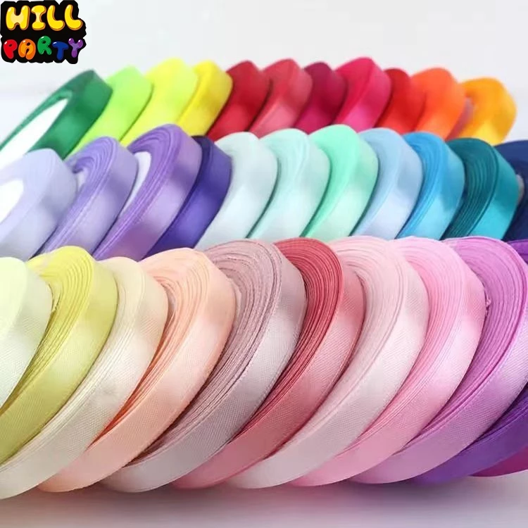 ริบบิ้นผ้าซาติน 6 มม. บรรจุของขวัญคริสต์มาสตกแต่ง Diy ริบบิ้นม้วนผ้า 50สี