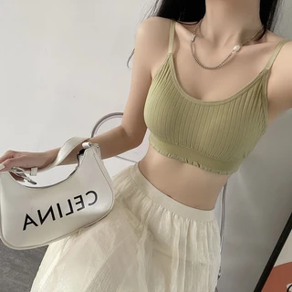 เสื้อชั้นใน เสื้อสายเดี่ยวสปอร์ตบรา B-134 บราไร้โครง ดีไซน์น่ารัก สีสวย ฟองน้ำถอดได้ มีให้เลือกถึง7สี พร้อมส่ง