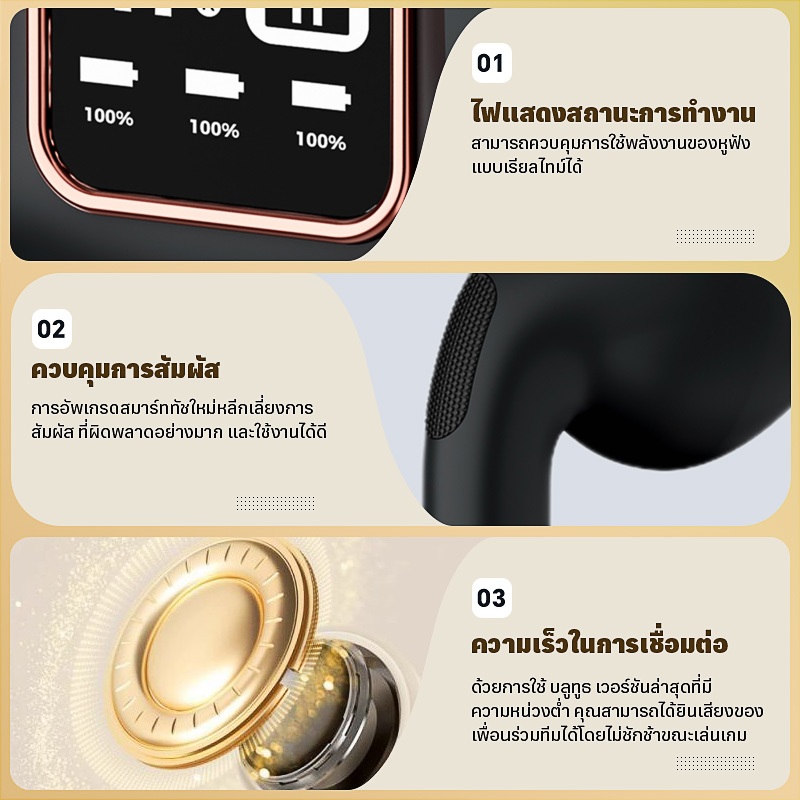 TWS J55 หูฟังไร้สายกึ่งในหูเบสหนัก HD จอแอลซีดีแบตเตอรี่จอแสดงผลลายนิ้วมือสัมผัส HD เสียงโทรต่ำหน่วงเกมหูฟังบลูทู ธ 5.3