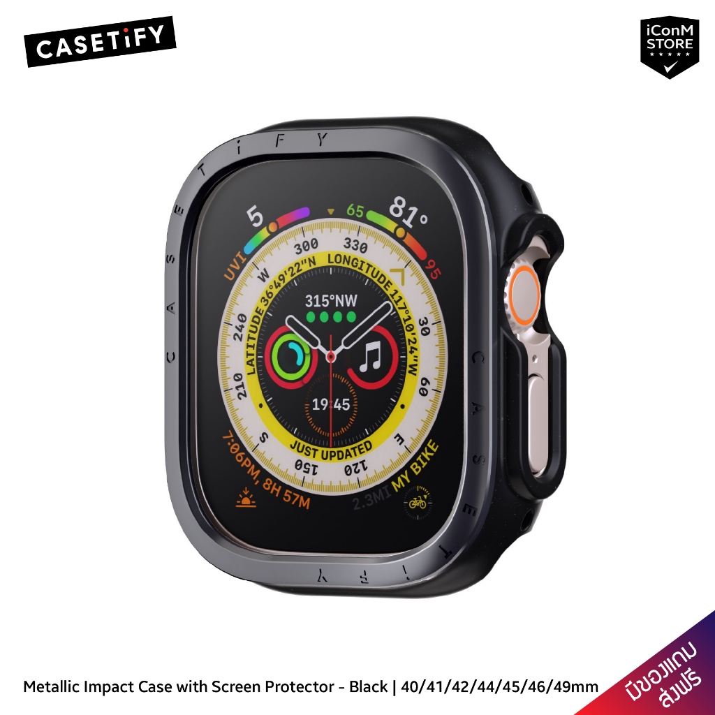 [พร้อมส่ง] CASETiFY - Metallic Impact (Black) เคสสำหรับ Apple Watch Ultra1-3, 4-11, SE1-3 Series [ผ่