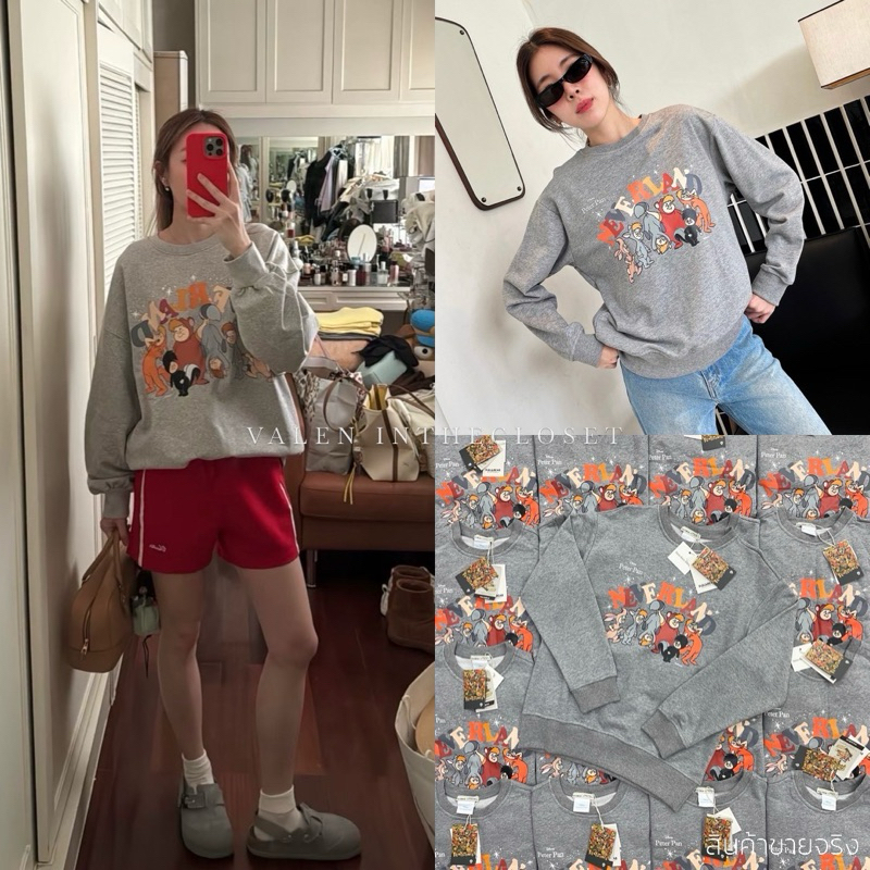 PETER PAN SWEATSHIRT เสื้อแขนยาวสเวตเตอร์ สกรีนลายการ์ตูนปีเตอร์แพน งานชนช็อปแบรนด์ น่ารักมากก