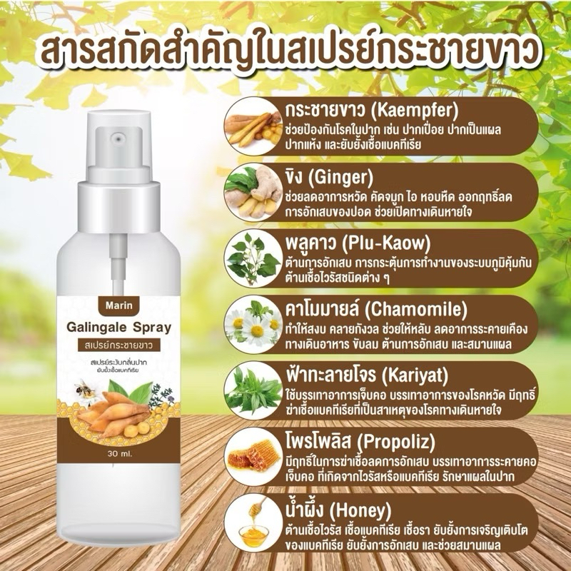 โพรโพลิสสเปรย์พ่นบรรเทาอาการเจ็บคอกระชายขาวมาริน