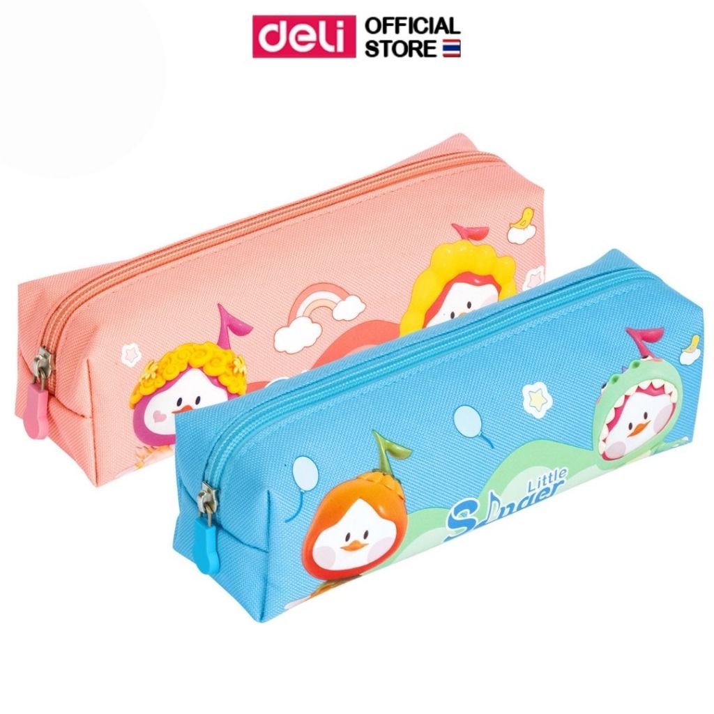 กระเป๋าใส่เครื่องเขียน Deli กระเป๋าดินสอ ใส่ปากกา พกพาไปโรงเรียนได้ สีสันสดใส น่ารัก น่าใช้งาน(แพ็ค 1 ชิ้น)
