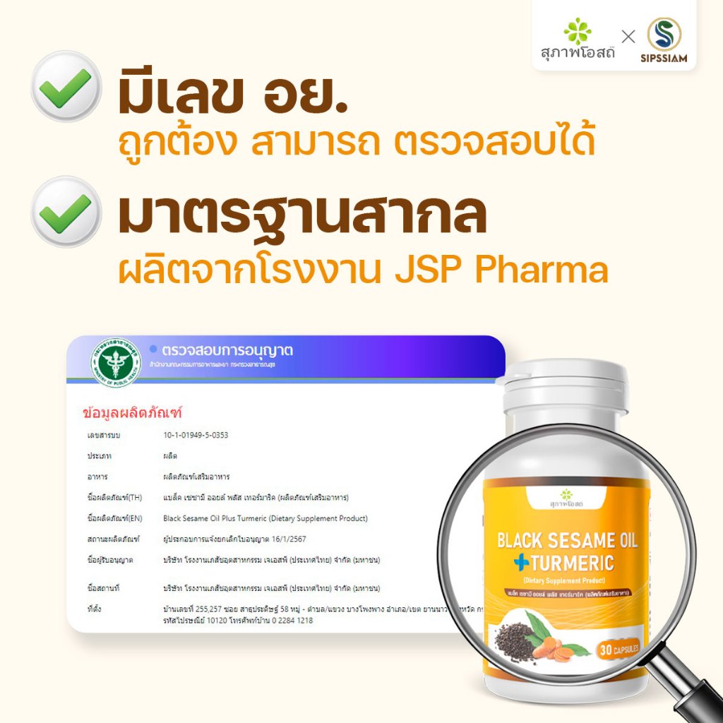 สุภาพโอสถ งาดำผสมขมิ้นชัน ต้านเชื้อไวรัส เสริมภูมิคุ้มกัน 30 แคปซูล 5 กระปุก - รูปที่ 5