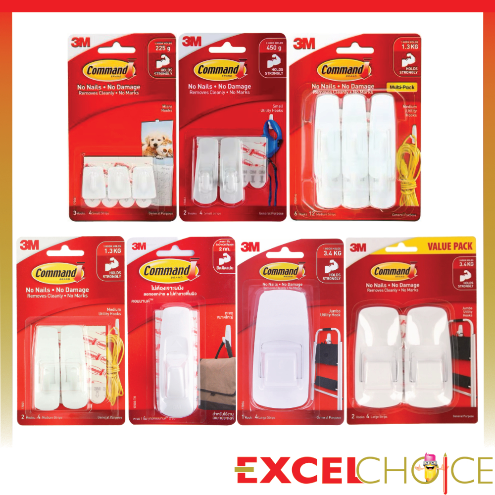 คอมมานด์ ตะขอพร้อมเทปกาว COMMAND HOOKS 3M