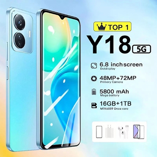 2024 ใหม่ Y18 5G 7.5 สมาร์ทโฟน Dual 2 SIM RAM 16GB ROM 1TB โทรศัพท์มือถือราคาถูก COD