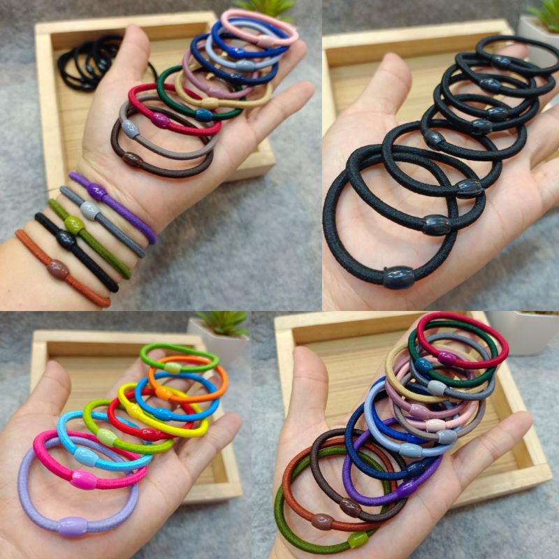 ยางเส้น ยางมัดผม รุ่น3B-ตาตุ่มกลม ยางมัดผมนักเรียน >>>สุ่มสี<<<