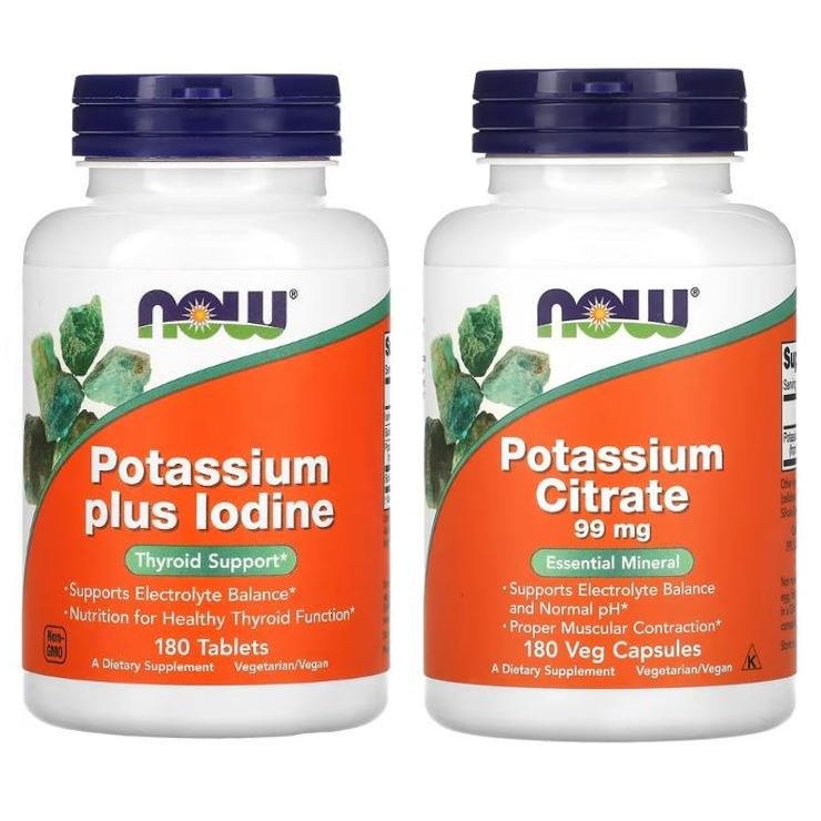 (ส่งออกภายในวัน) NOW Foods, Potassium Citrate / Potassium Plus Iodine