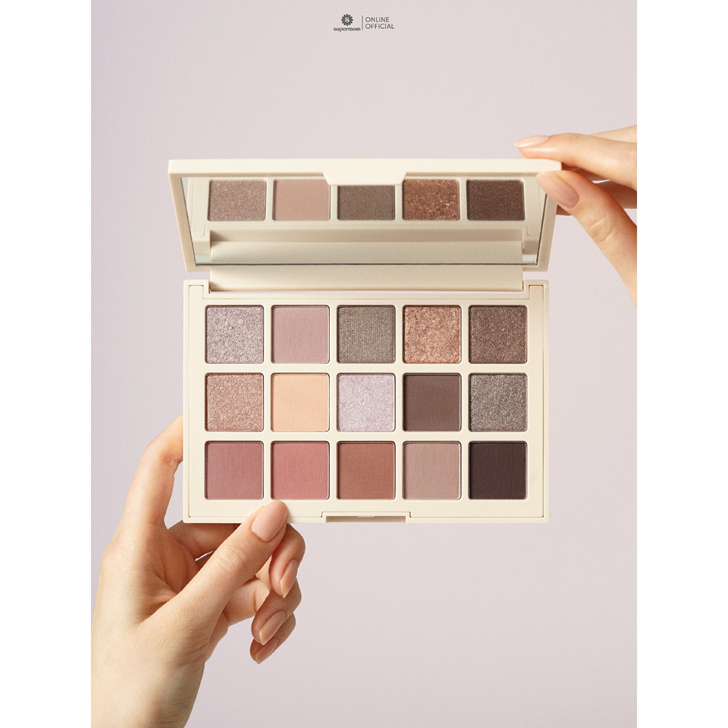 SUPERMOM l NAKED GLOW EYESHADOW PALETTE อายแชโดว์ 15 สี ปริมาณ 1.5 กรัม(x15)