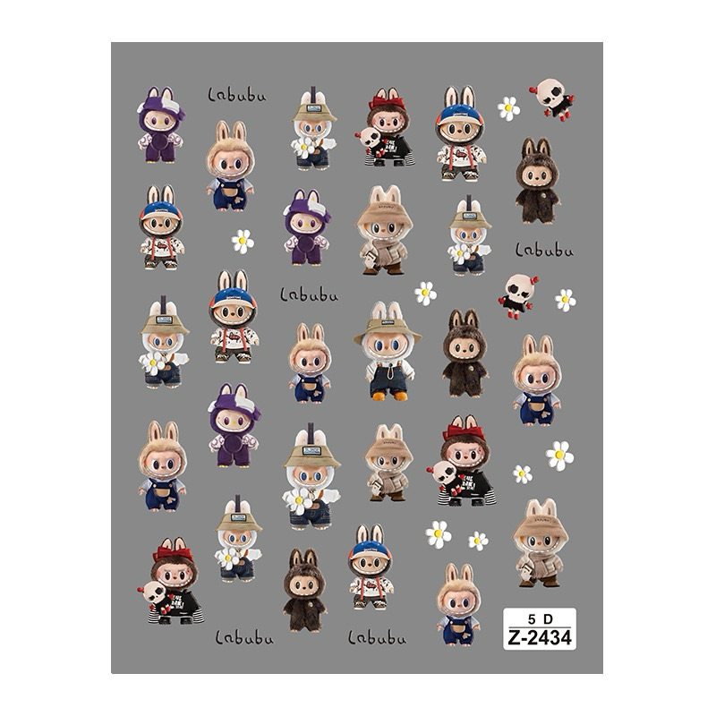 สติกเกอร์ Labubu 5D ตกแต่งหน้าเล็บให้สวยงาม สินค้าพร้อมส่ง
