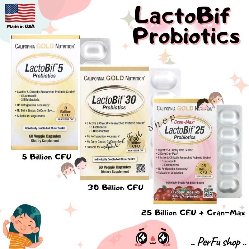 🎏พร้อมส่ง.. แบ่งขาย 1 แผง/ 10 เม็ด California Gold Nutrition, LactoBif Probiotics, 5-30 Billion & 25
