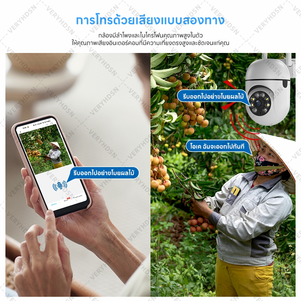 กล้องวงจร wifi/ CCTV กล้องวงจรปิดไร้สาย/ 5MP HD ​IP camera/ โหมดพาโนรามา360องศา outdoor night vision