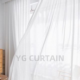 ผ้าม่านจีบจีน ใส่ตะขอ สีพื้น สีขาว ผ้าโปร่งใส กรองแสง บังตา …