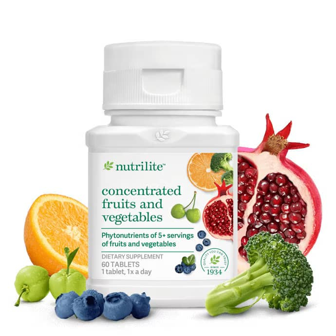 นิวทริไลท์ ผักและผลไม้รวมเข้มข้น บรรจุ 60 เม็ด Nutrilite Concentrated Fruits And Vegetables 60Tablets