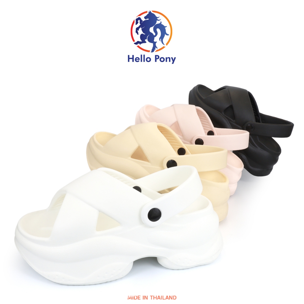 Hello Pony รองเท้ารัดส้น รองเท้าเเฟชั่นส้นสูง มีสายรัดรองเท้า กันลื่น นุ่ม ใส่ได้ทุกฤดูกาล Size 36-41 รุ่น MHM4004
