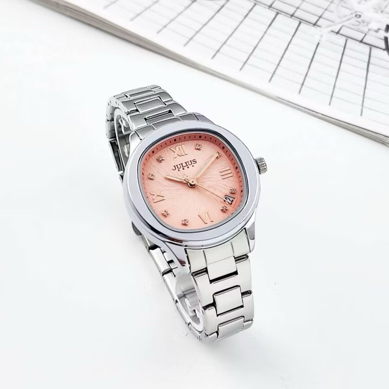 นาฬิกาผู้หญิง Julius  รุ่น JA-1463 สไตส์เกาหลี ตัวเลขโรมัน ประดับเพชร สายสแตนเลท สวย ใส่ง่าย อุปกรณ์ครบ✅