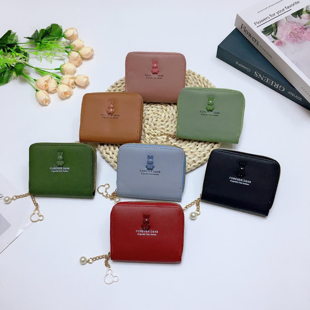 กระเป๋าสตางค์ใบสั้น มีซิปใบสำหรับใส่เหรียญ มีช่วงใส่บัตรงทั้งหมด4ช่อง วัดสุด:หนังPU รุ่นใหม่！#DNN28