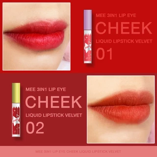 **No.1ขายดี ลิปเนื้อเวลเว็ทติดทนนาน ไม่ตกร่อง Mee 3in1 Lip Eye cheek liquid lipstick velvet